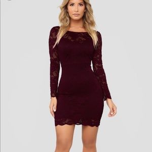 Fashion nova marnie lace dress burgundy L
